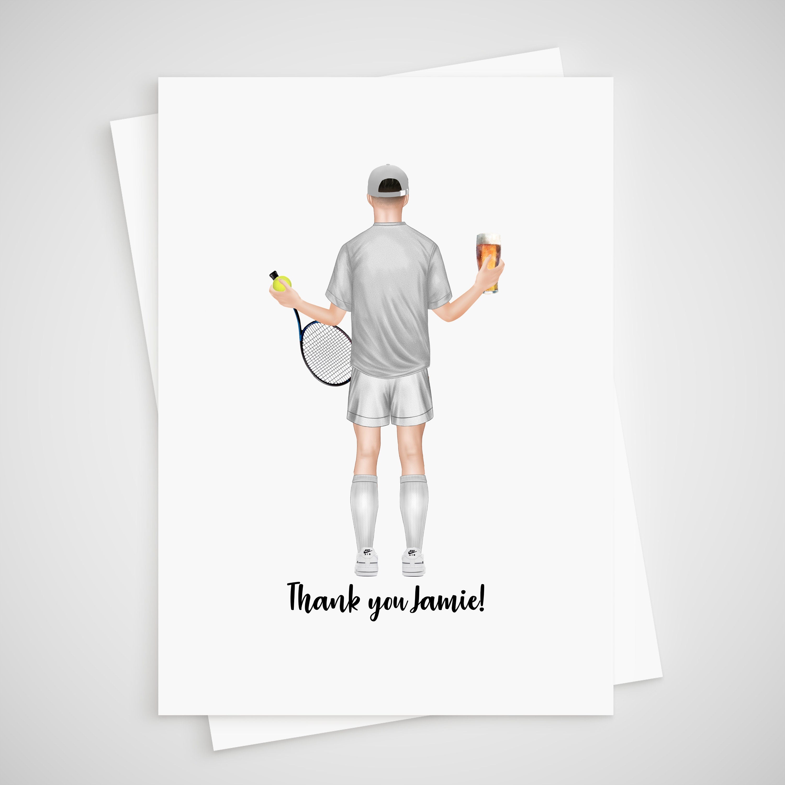 Tennis Card Personalised for him Thank you Congratulations Retired