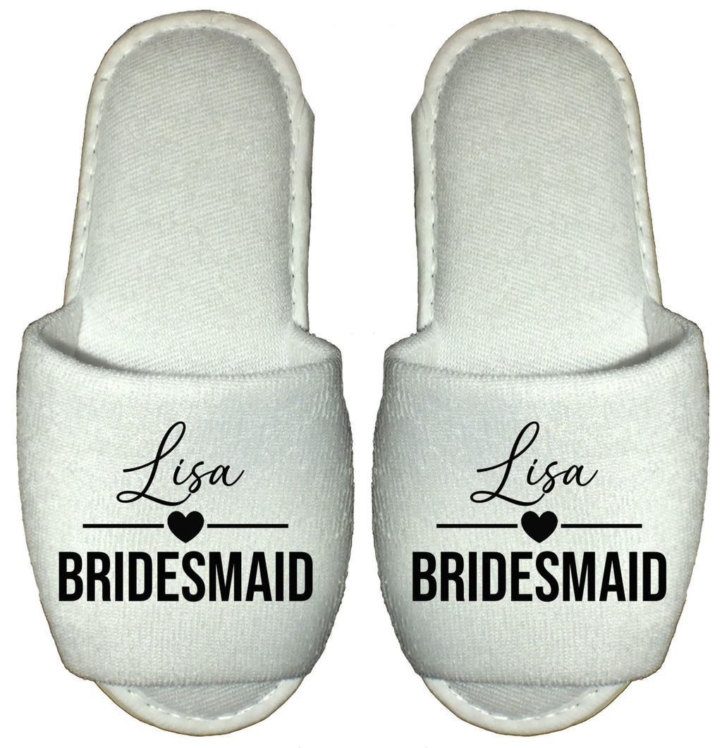 Bridesmaid & Bride Spa Slippers Personalised Flip Flops Pink Green Blue Purple