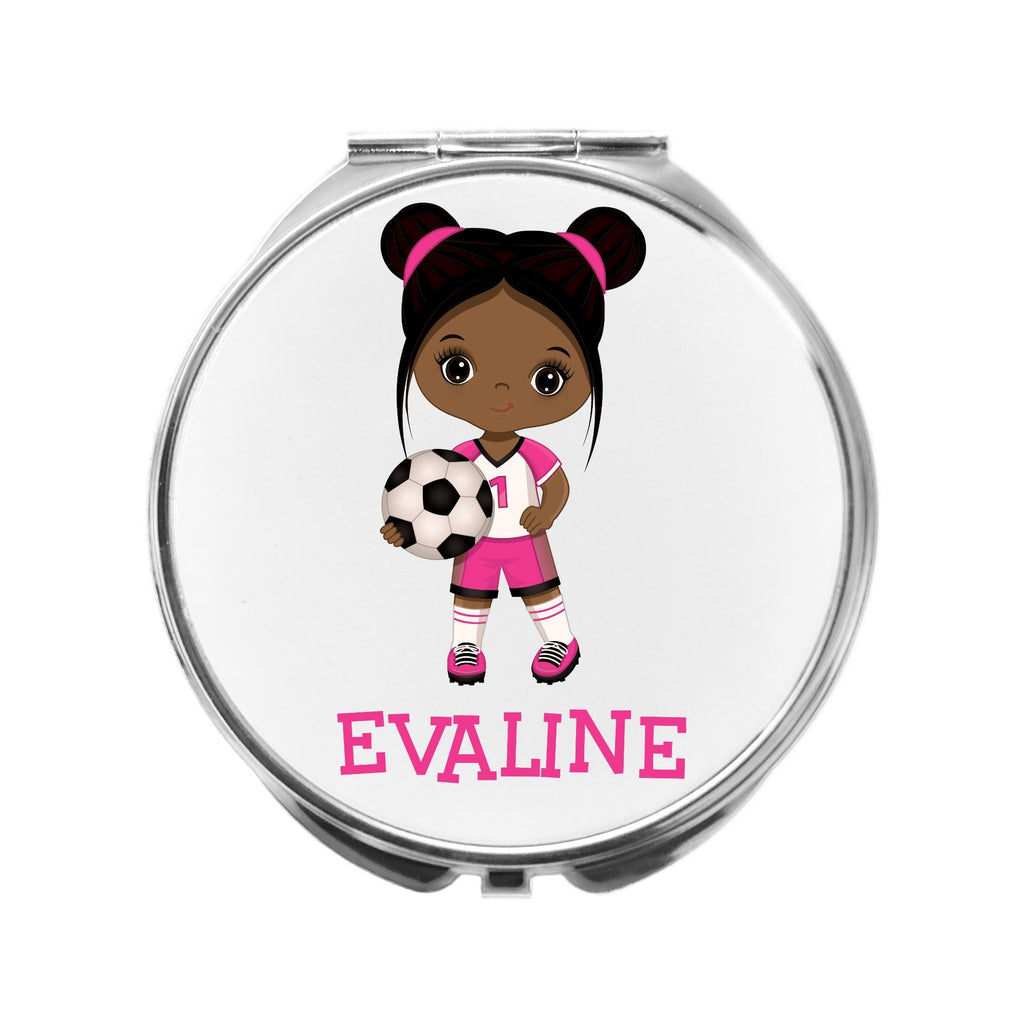 Personalised Football Girl Compact Mirror Soccer Ladies Soccer