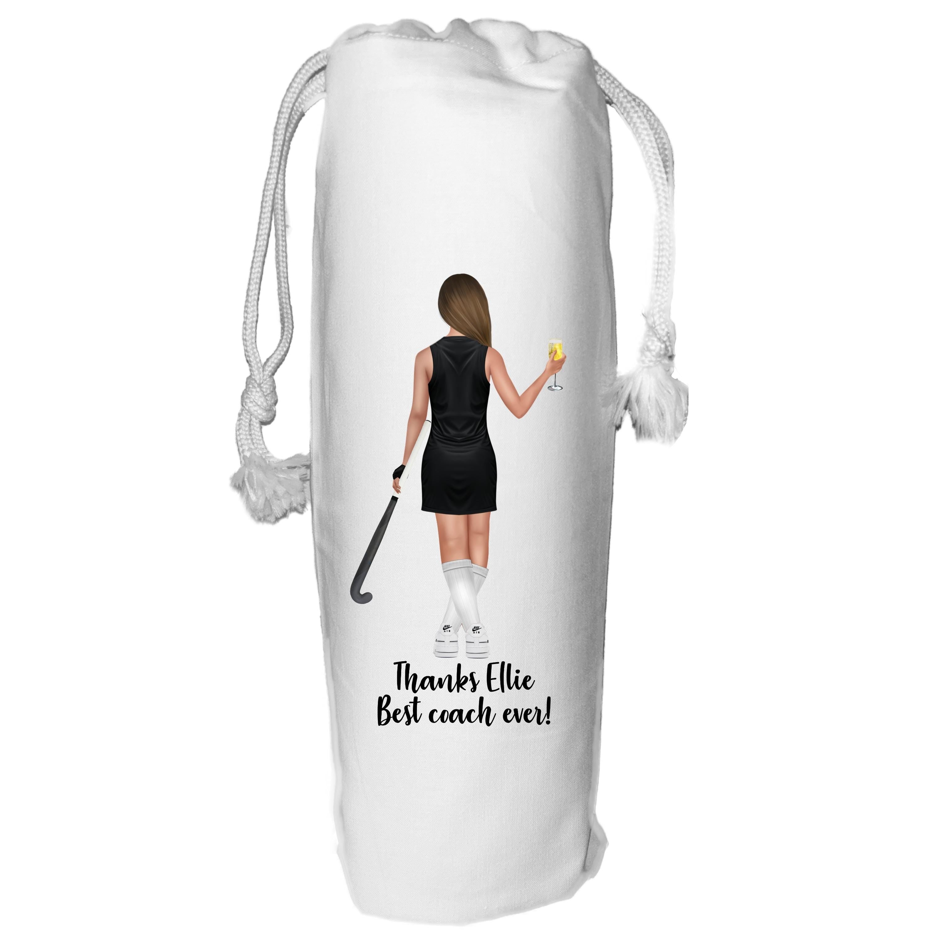 Field Hockey Wine Bottle Bag Personalised for her