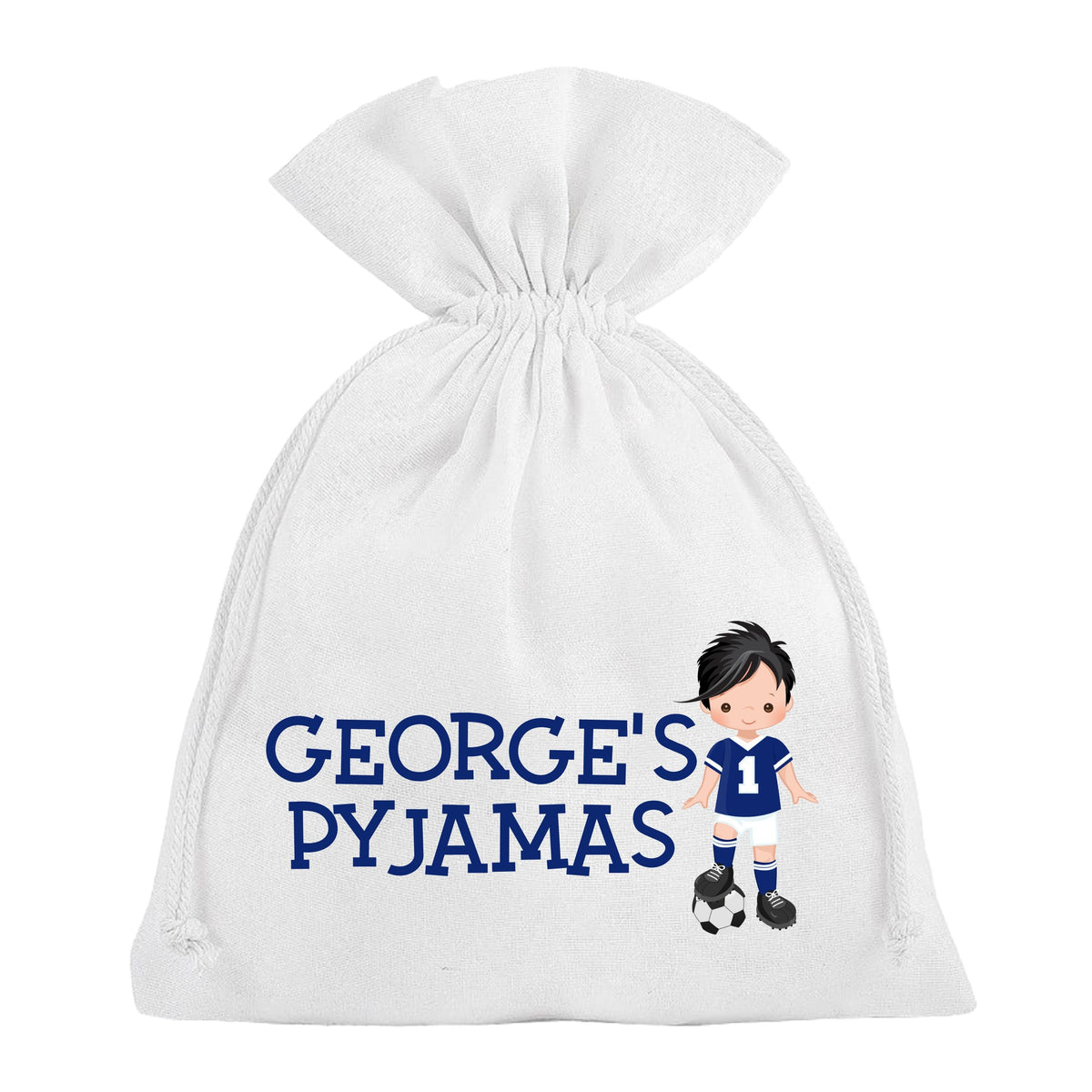Boys Football Pyjama Bag Personalised Blue Soccer PJ's
