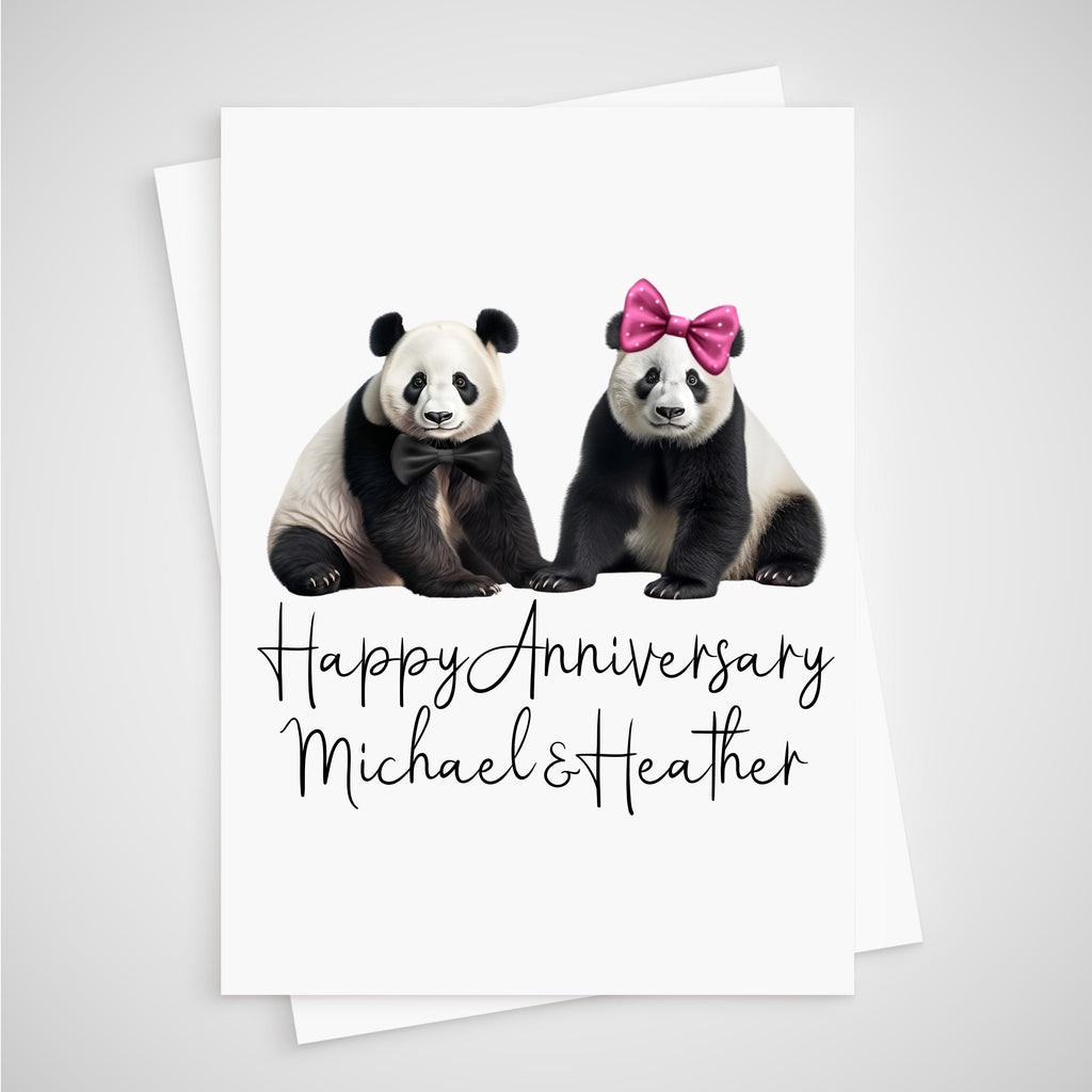 Panda Anniversary Card Personalised