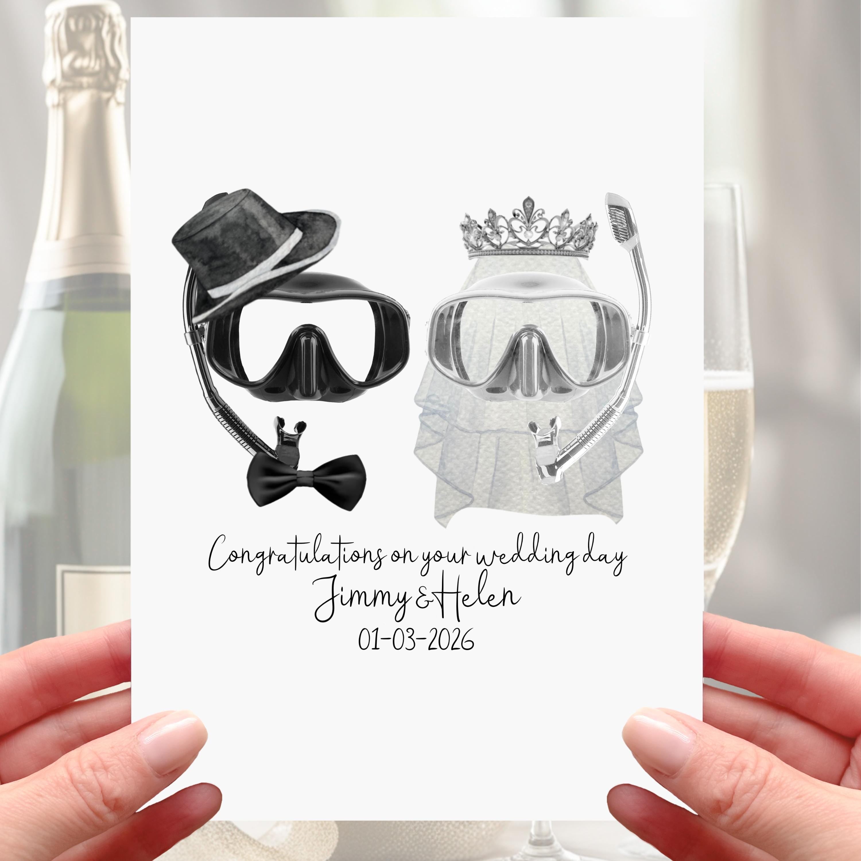 Snorkelling Wedding Card Personalised Scuba Diving Snorkel