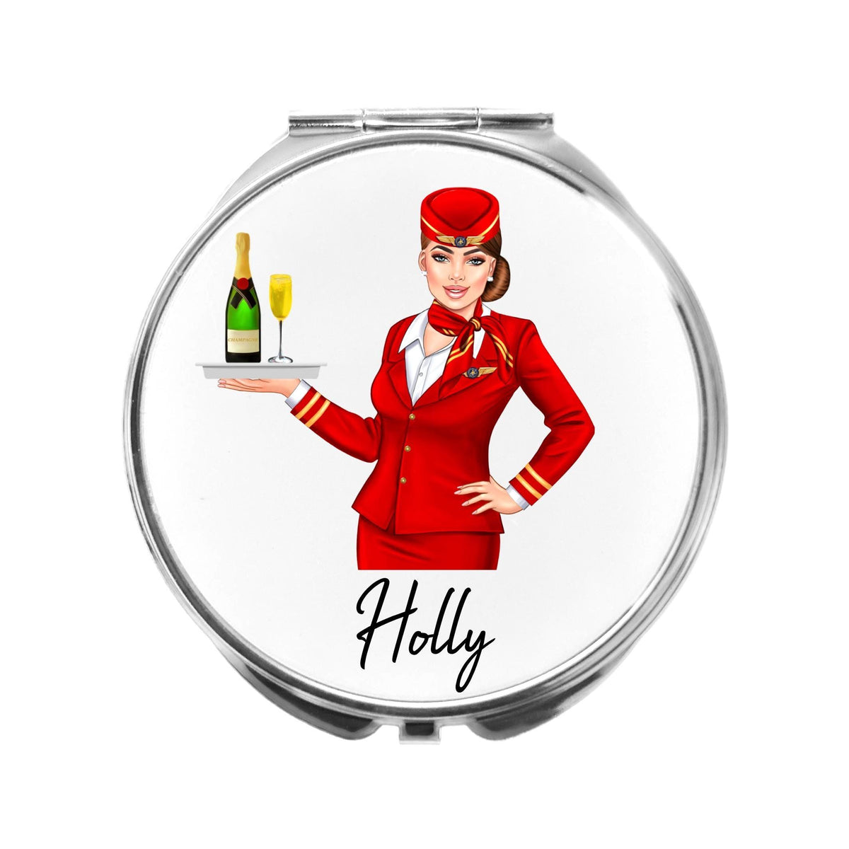 Air Hostess Mirror Personalised Compact Flight Attendant Cabin Crew