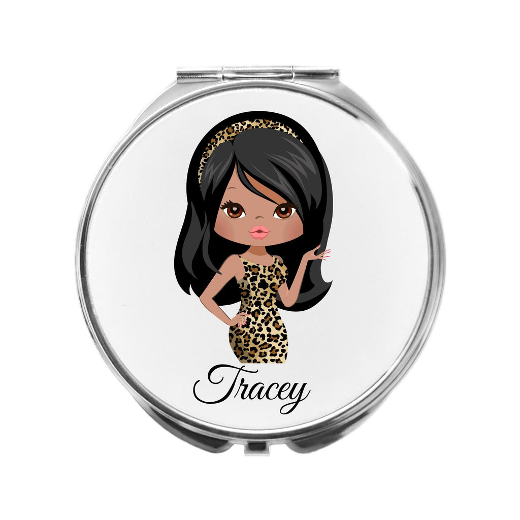 Personalized Leopard Print Compact Mirror, Friend Gift