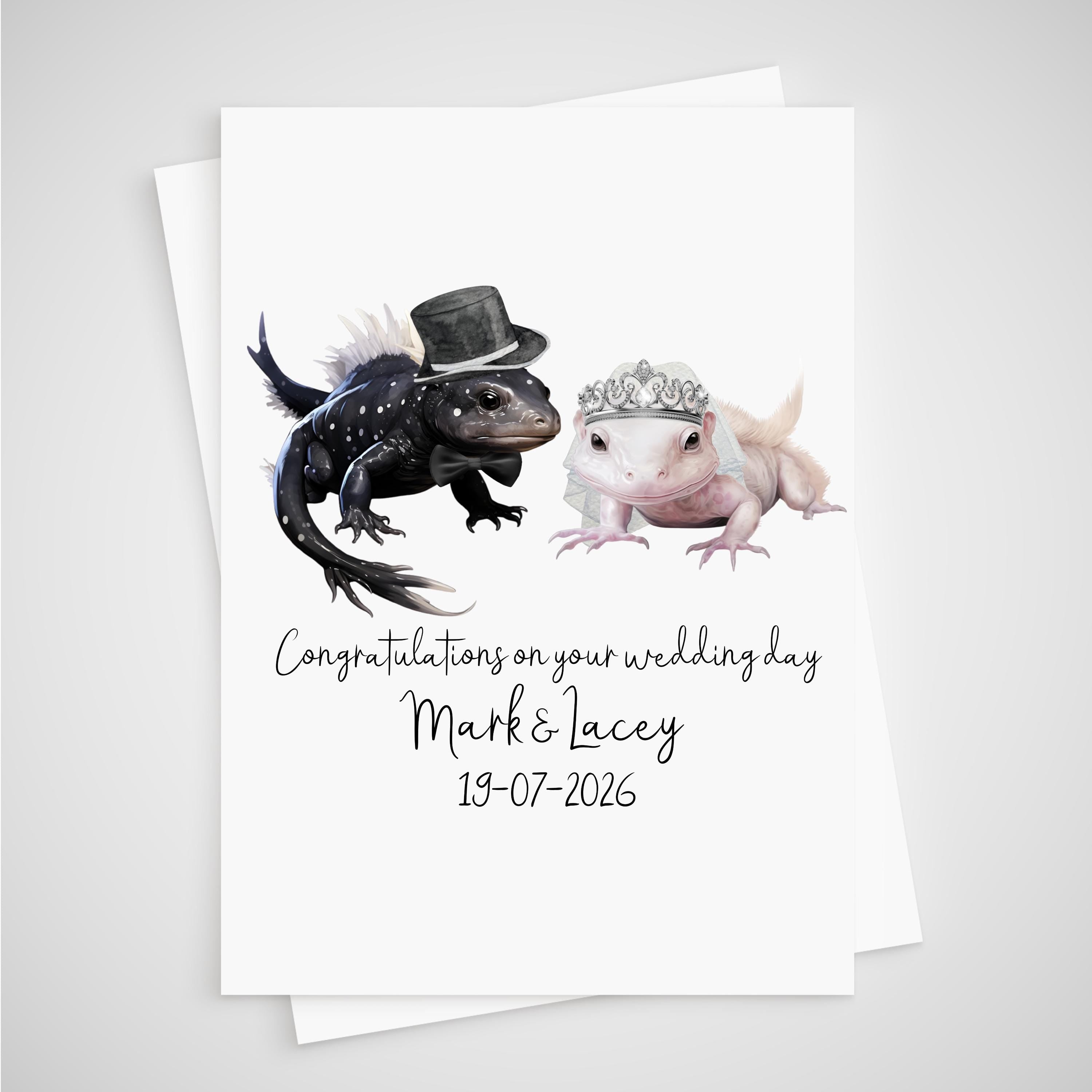 Axolotl Wedding Card Personalised Bride & Groom Ocean