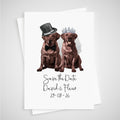 Chocolate Labrador Dog Save the Date Wedding Card Brown
