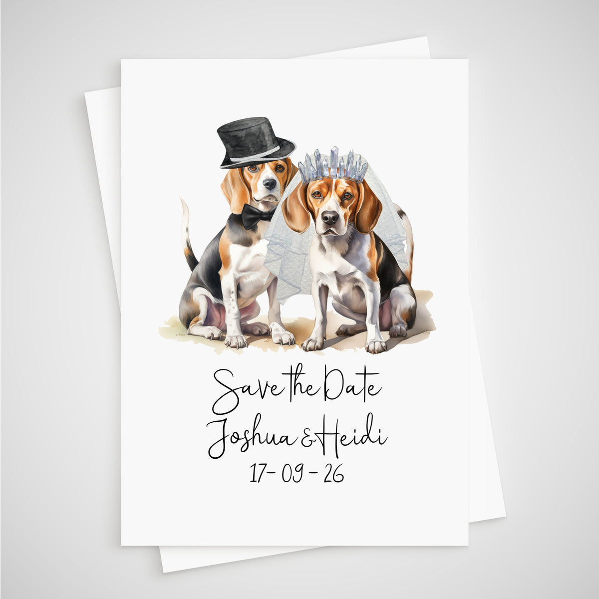 Beagle Save the Date Wedding Card Dog