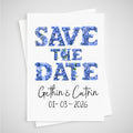 Blue Flower Save the Date Wedding Card Floral