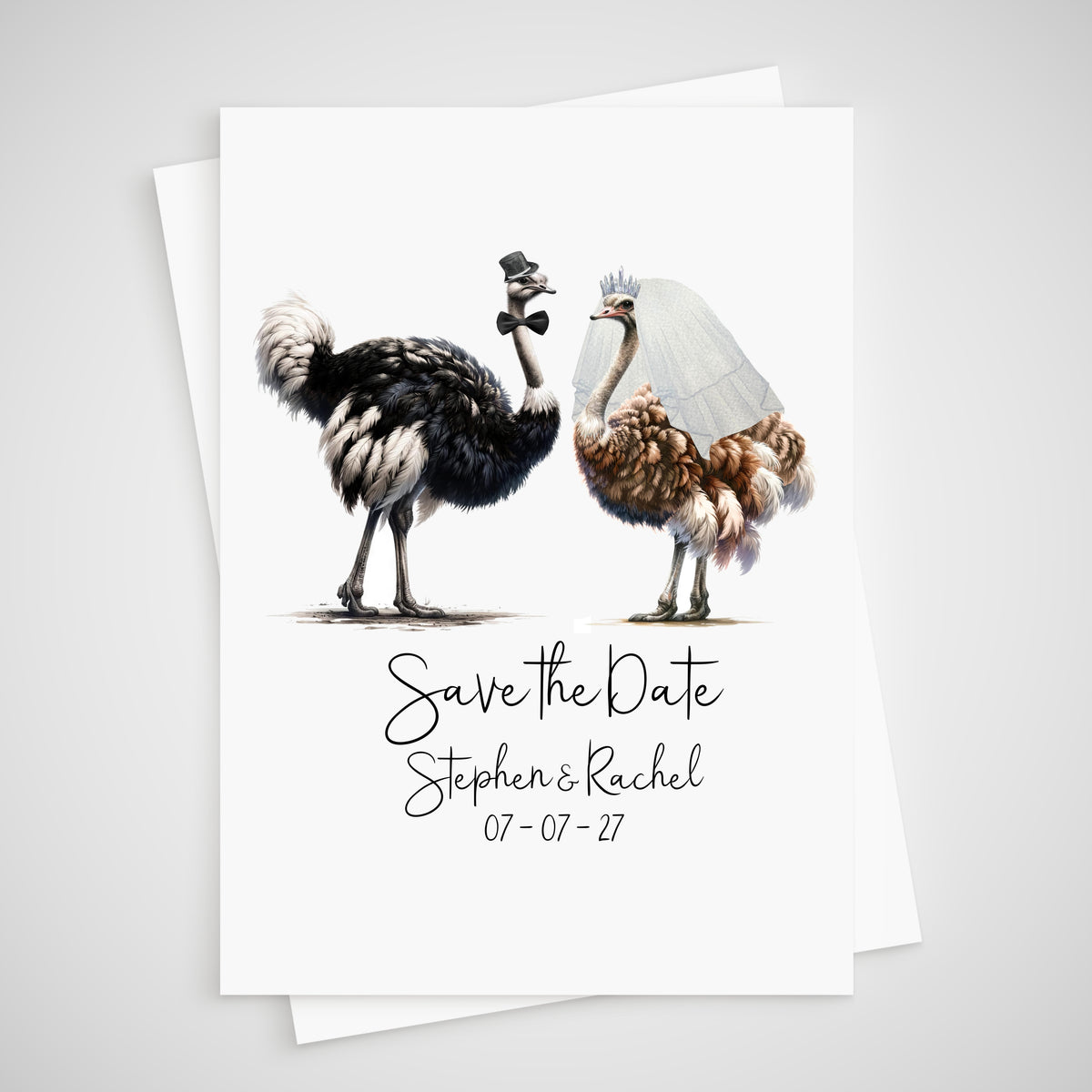 Ostrich Save the Date Wedding Card