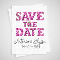 Pink Flower Save the Date Wedding Card Floral