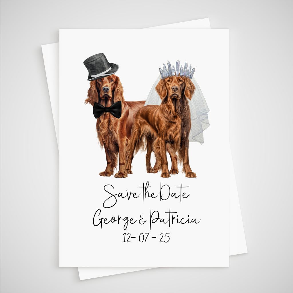 Irish Setter Dog Save the Date Wedding Card