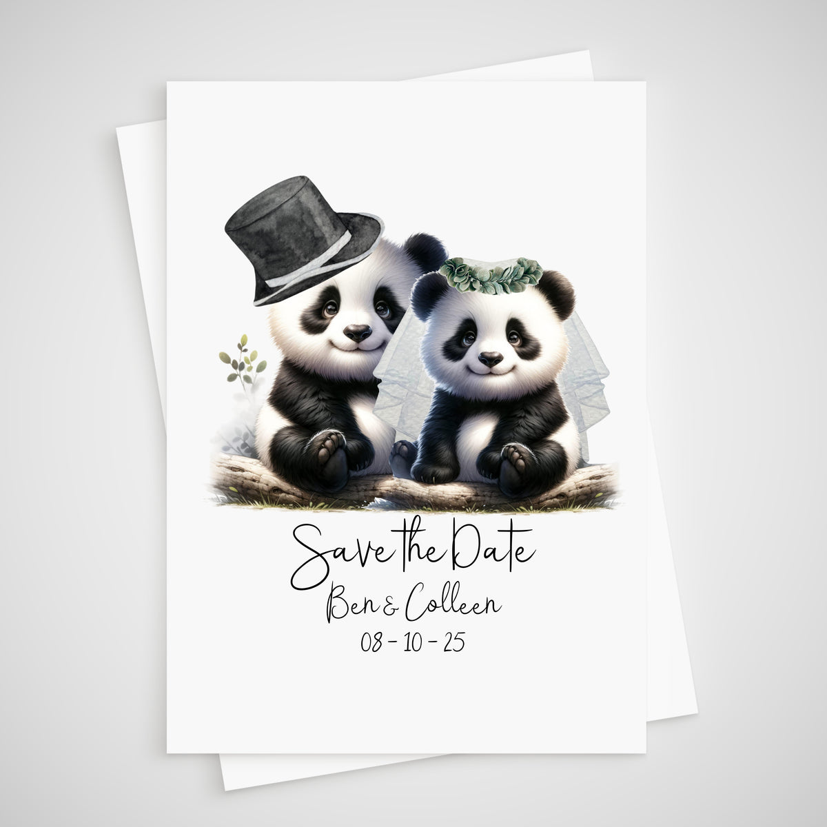 Panda Save the Date Wedding Card
