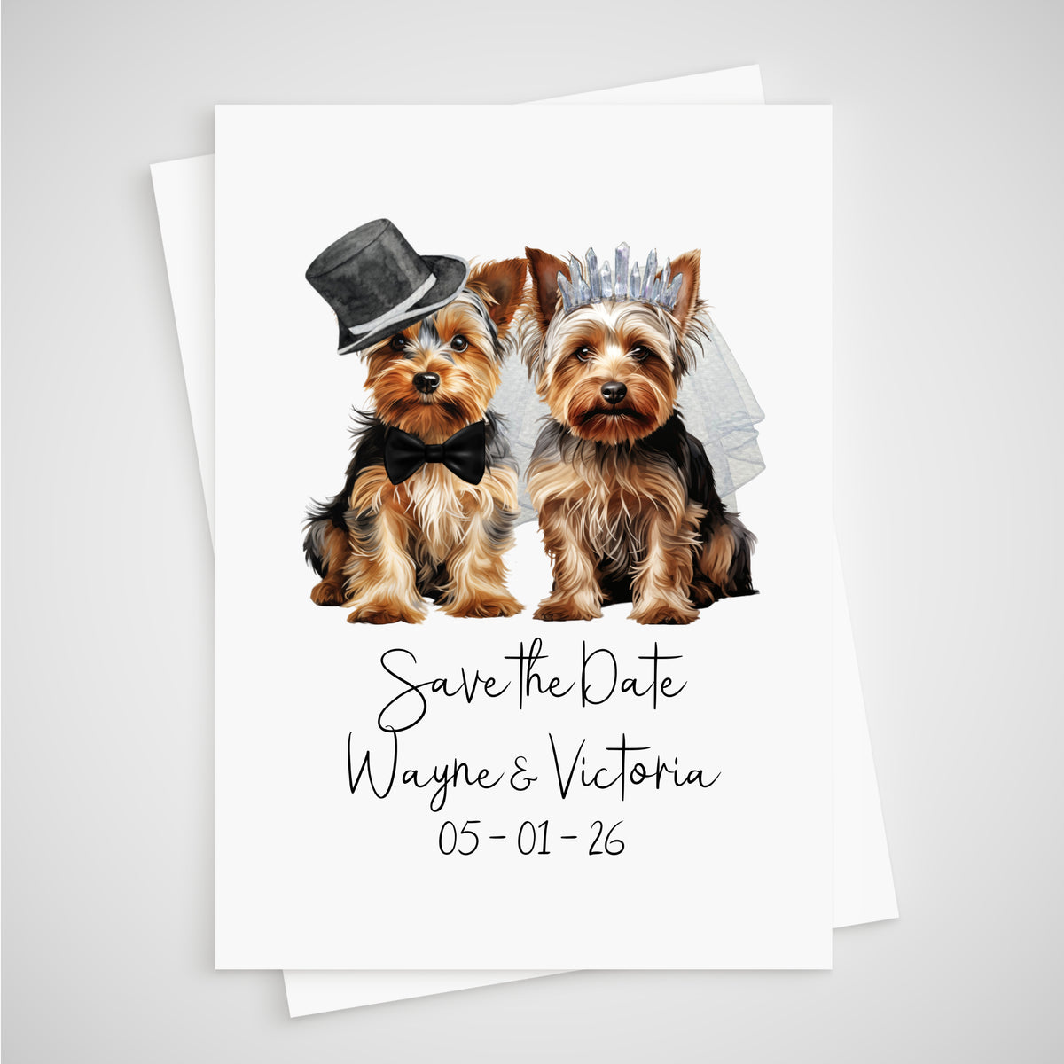 Yorkshire Terrier Dog Save the Date Wedding Card