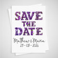 Purple Flower Save the Date Wedding Card Floral