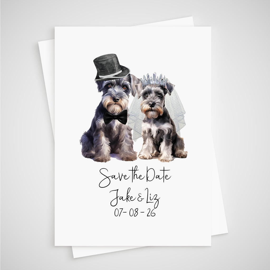 Miniature Schnauzer Dog Save the Date Wedding Card
