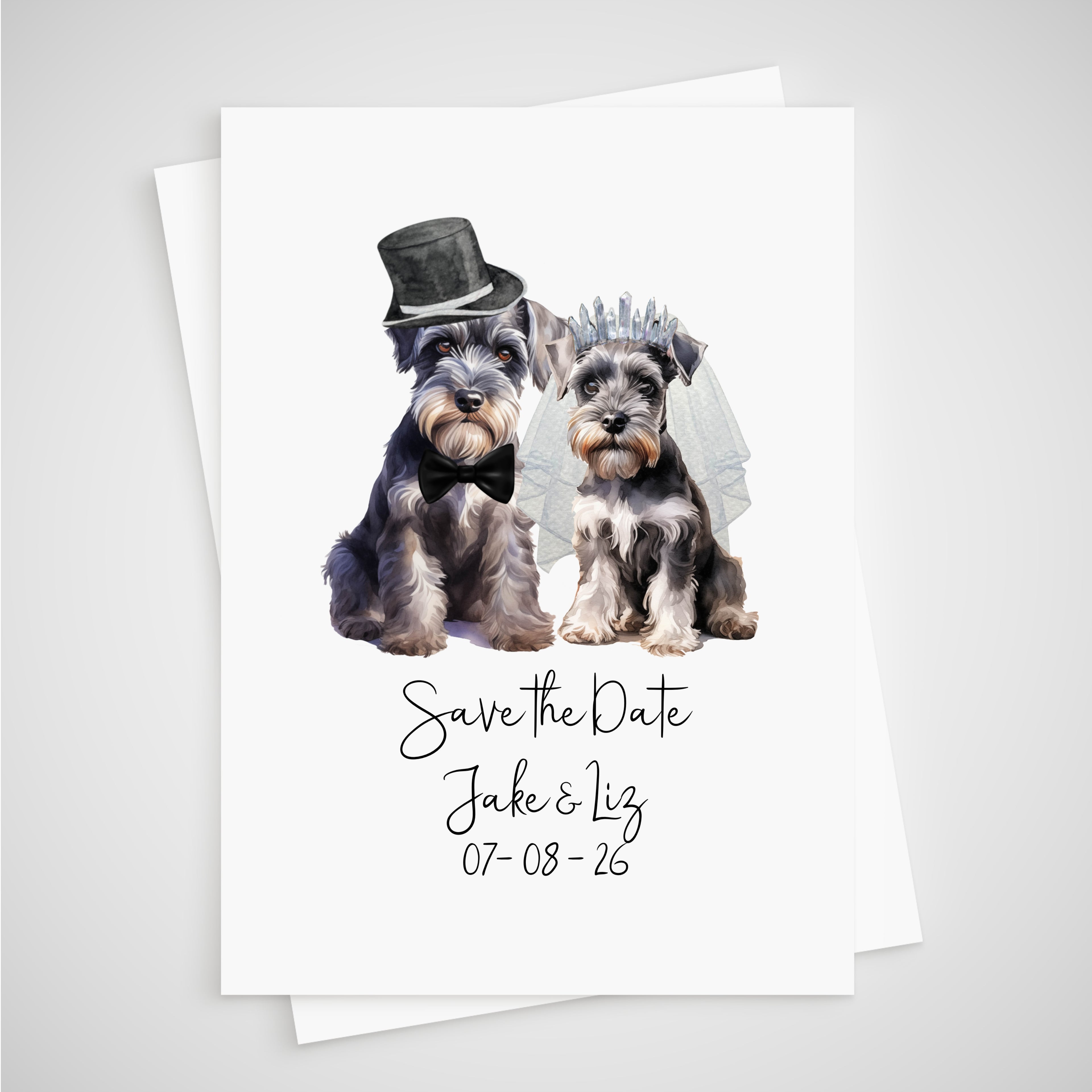 Miniature Schnauzer Dog Save the Date Wedding Card
