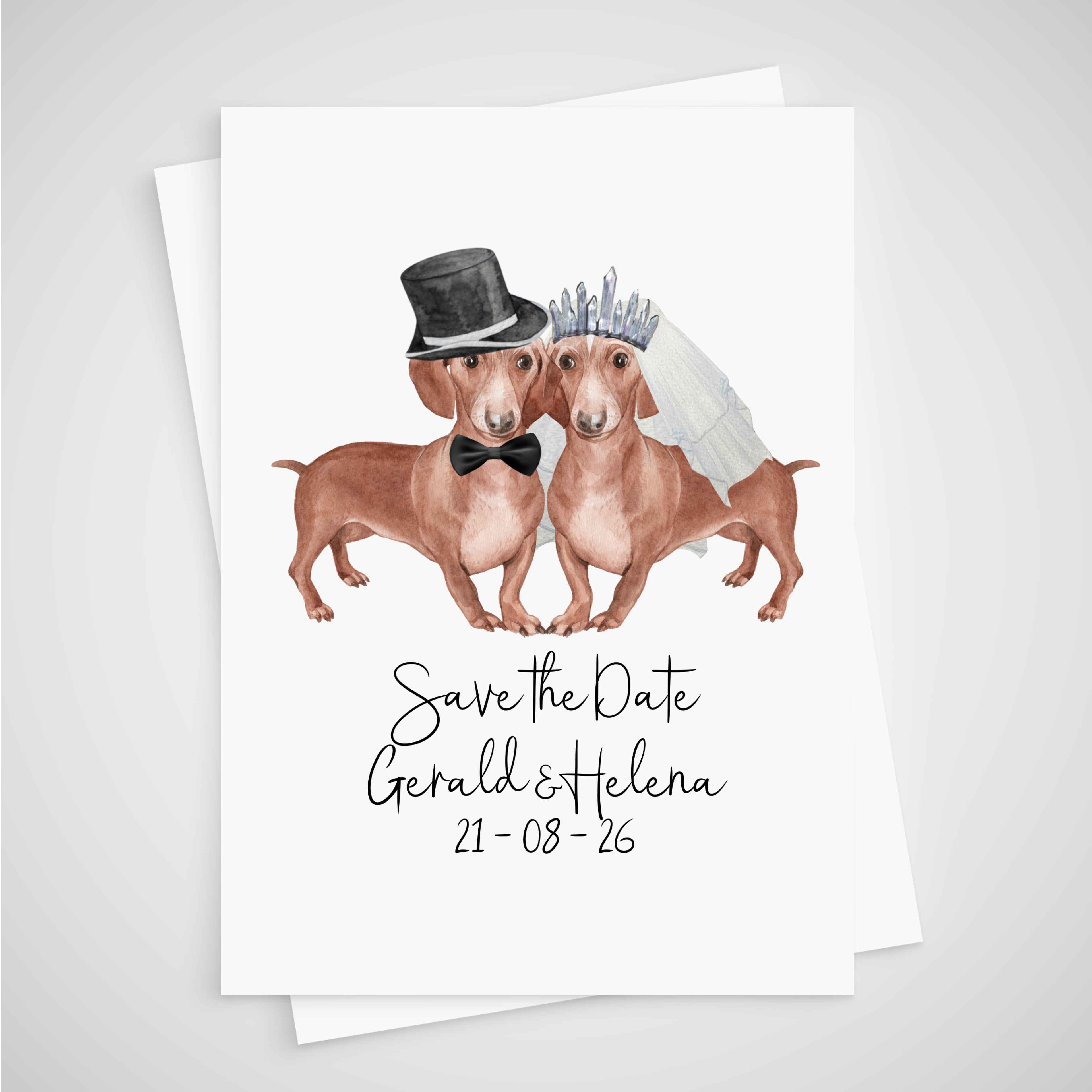 Dachshund Save the Date Wedding Card Sausage Dog