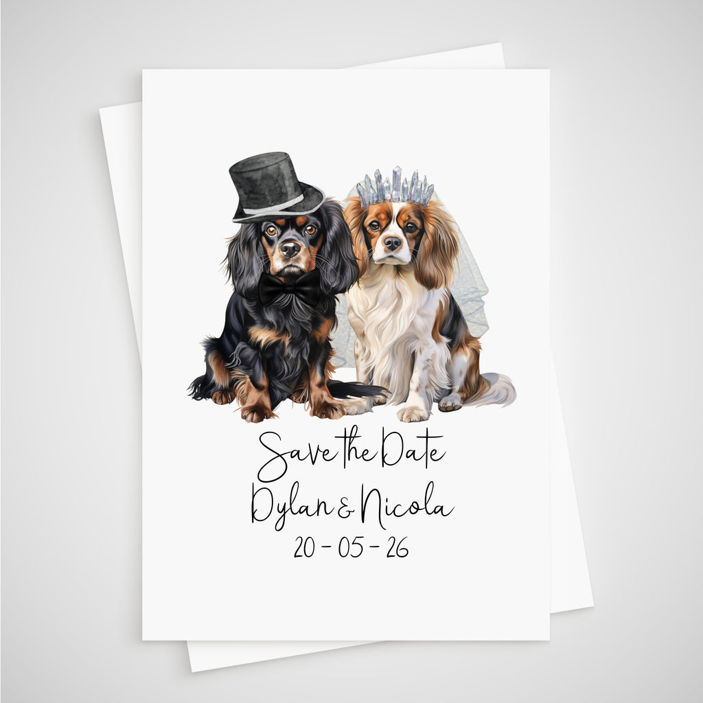 King Charles Spaniel Dog Save the Date Wedding Card