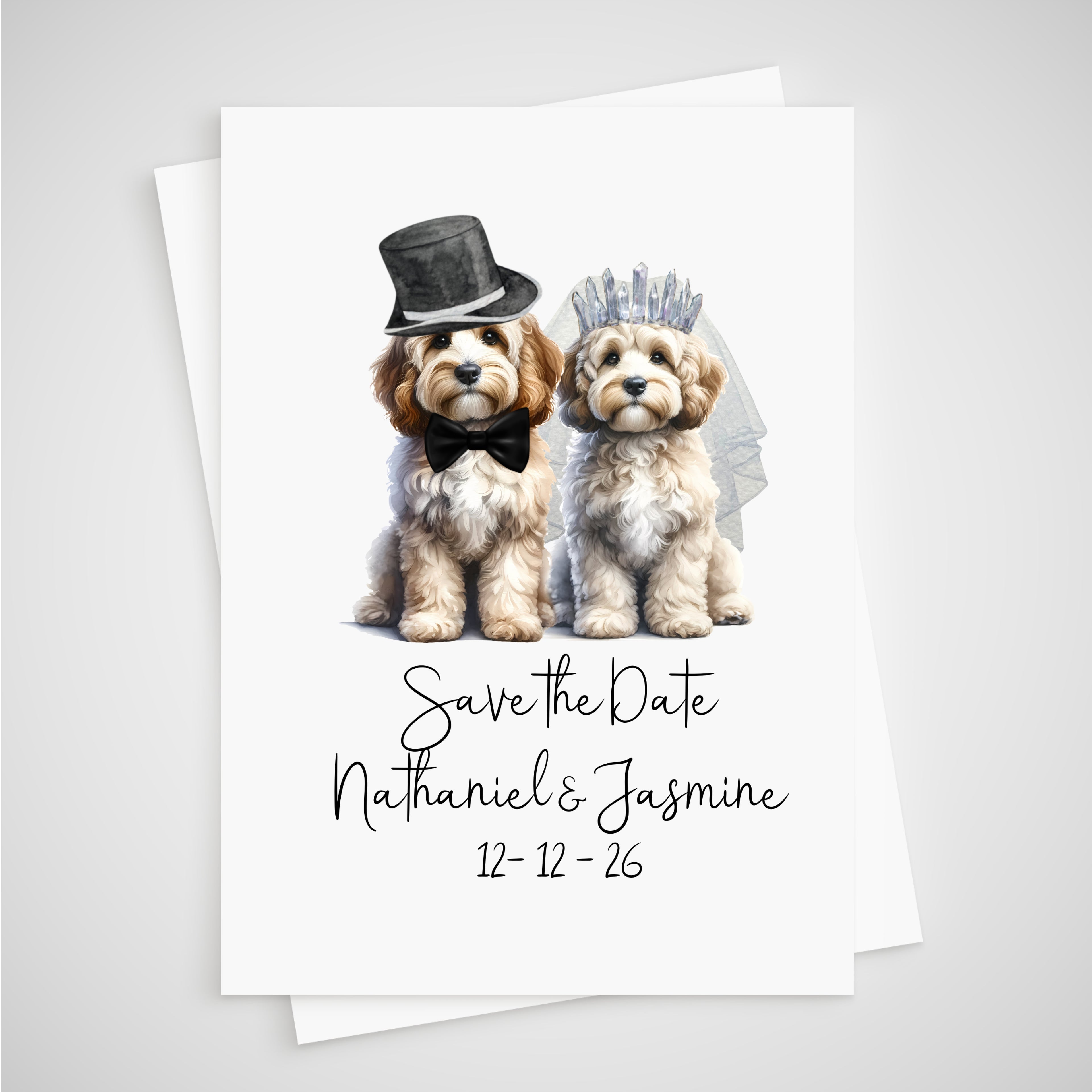 Cockapoo Save the Date Wedding Card Dog