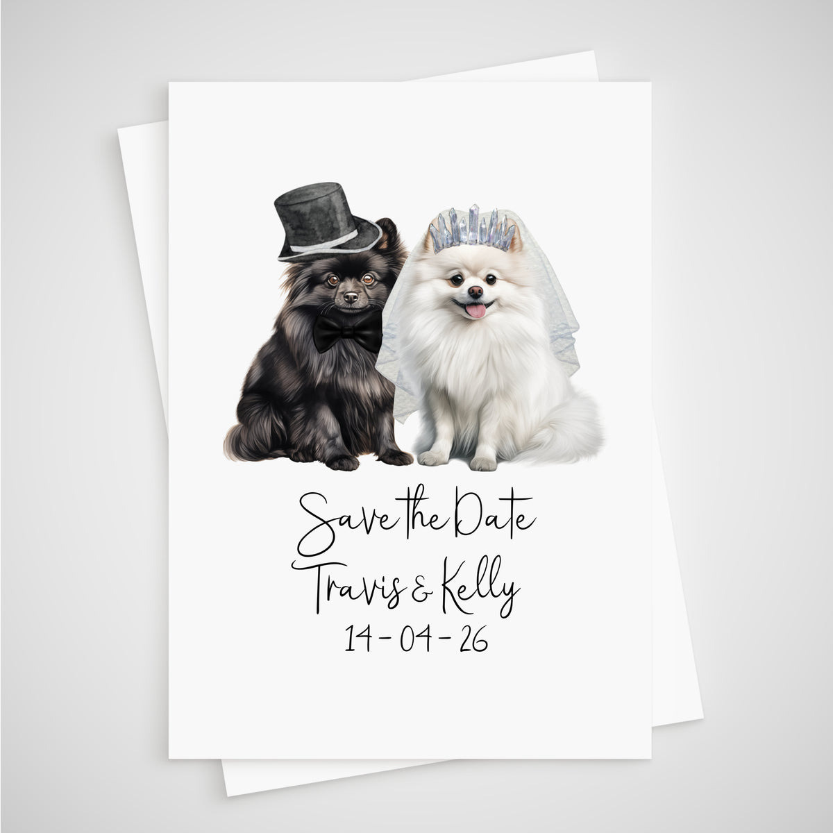 Pomeranian Dog Save the Date Wedding Card