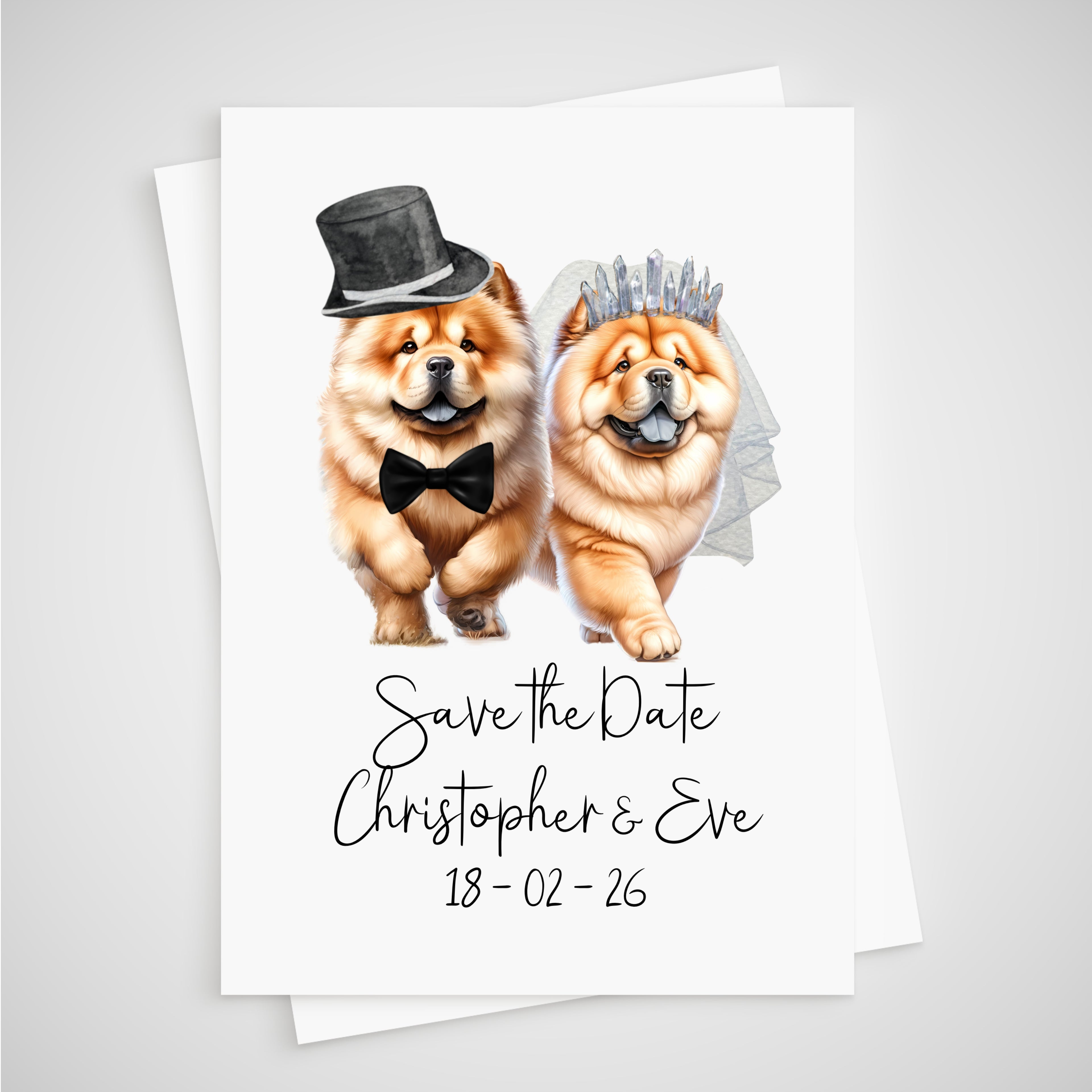 Chow Chow Save the Date Wedding Card Dog