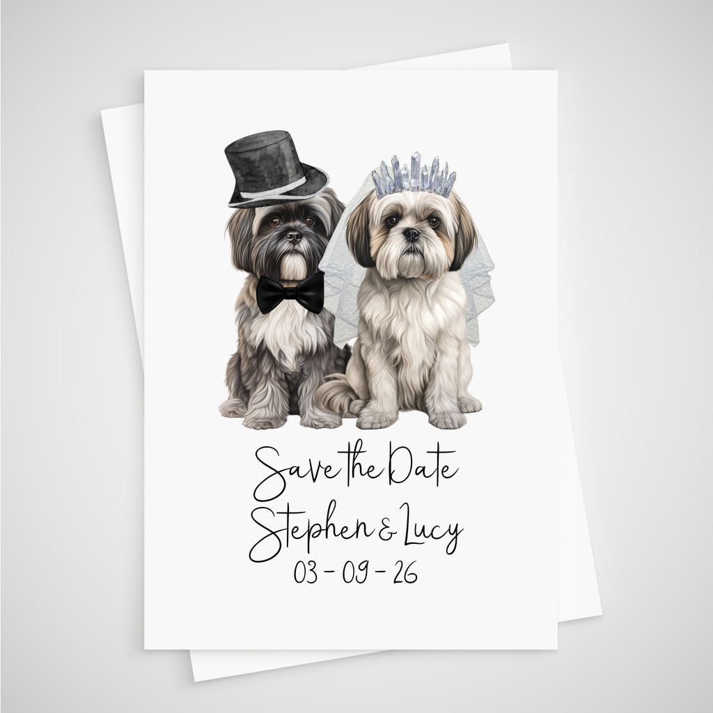 Shih Tzu Dog Save the Date Wedding Card