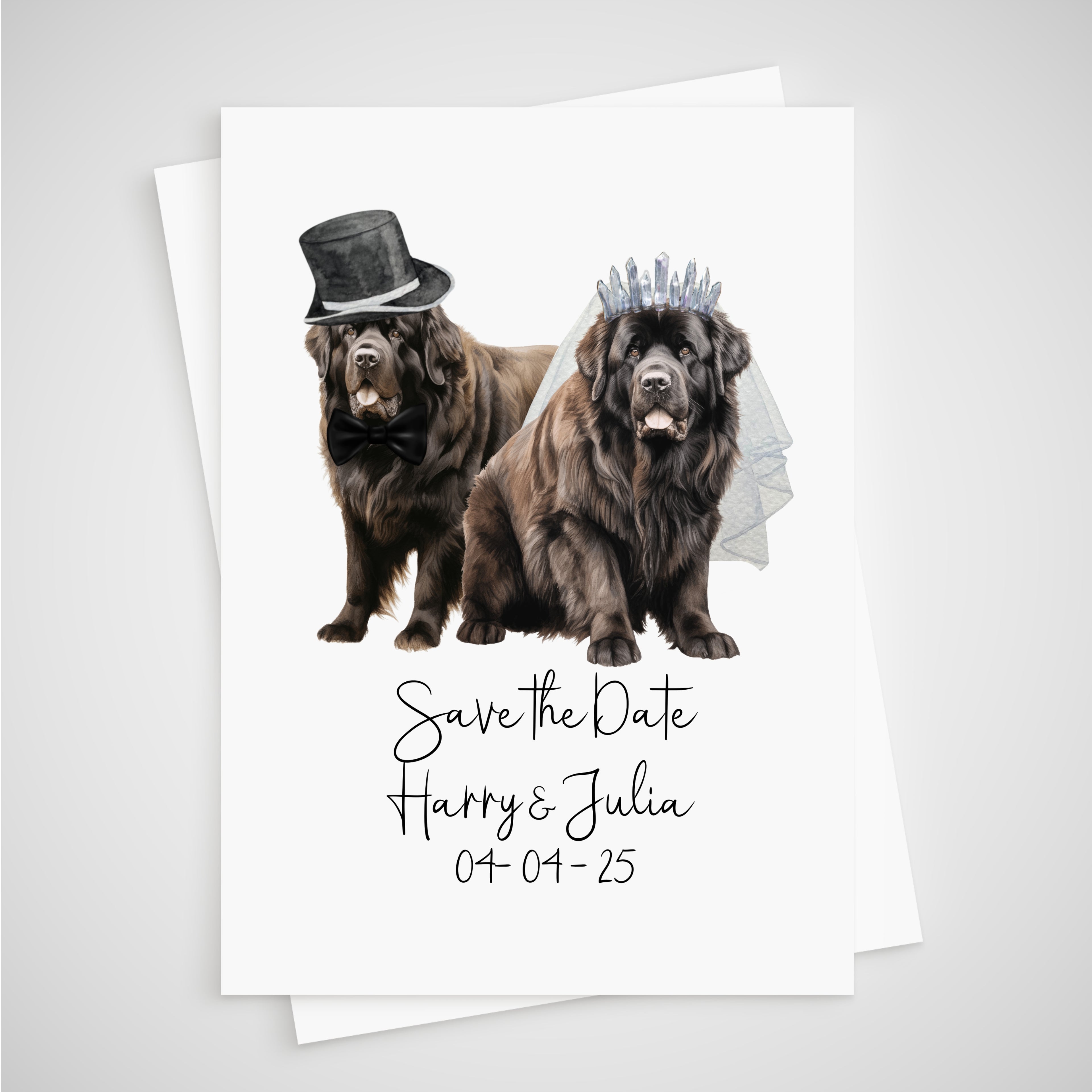 Newfoundland Dog Save the Date Wedding Card