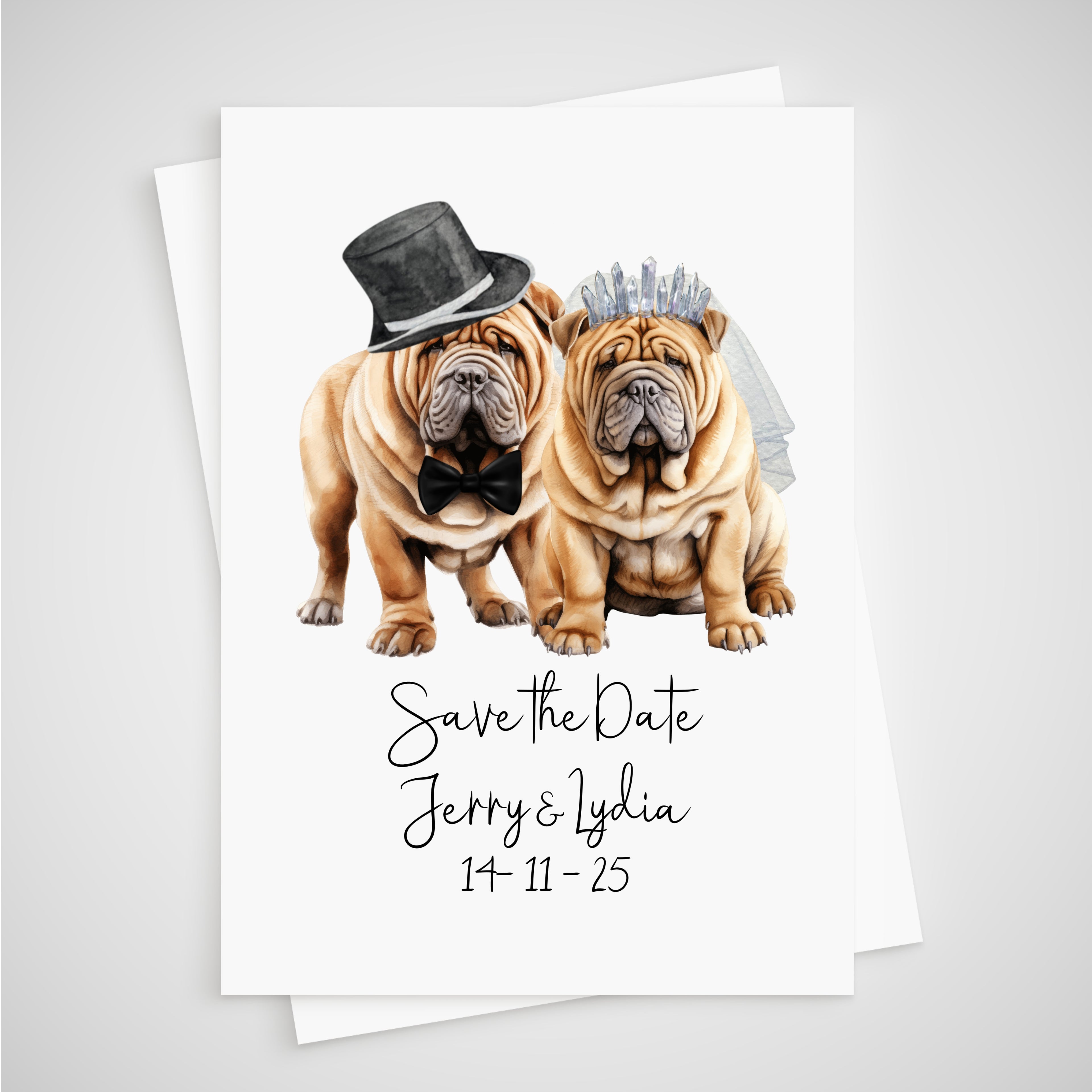 Sharpei Dog Save the Date Wedding Card