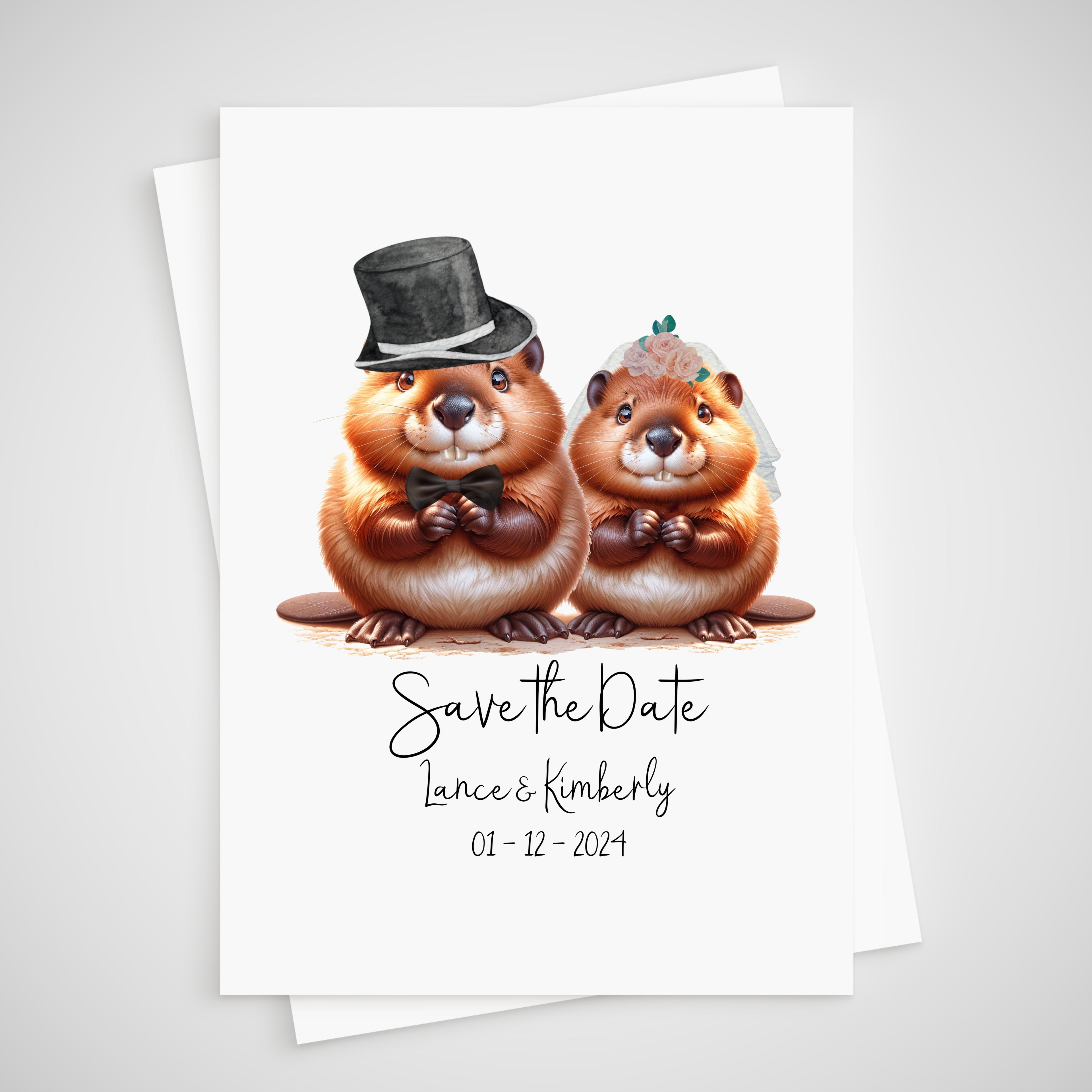 Beaver Save the Date Wedding Card