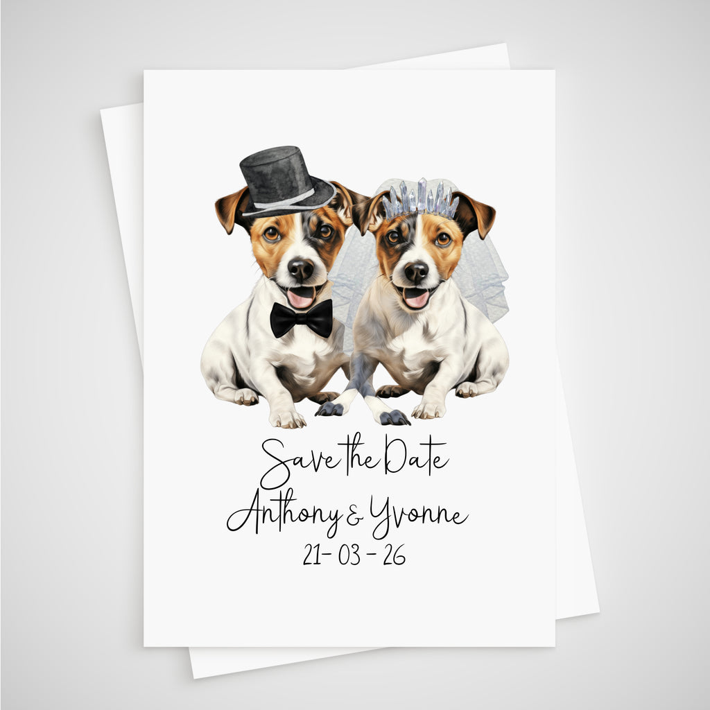 Jack Russell Dog Save the Date Wedding Card