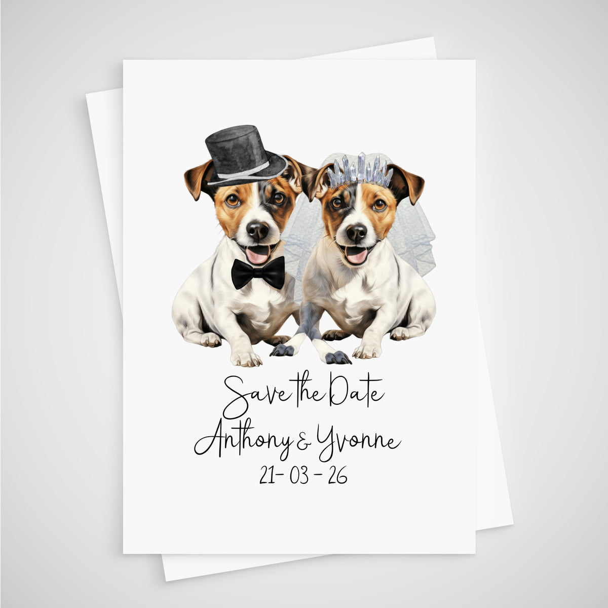 Jack Russell Dog Save the Date Wedding Card