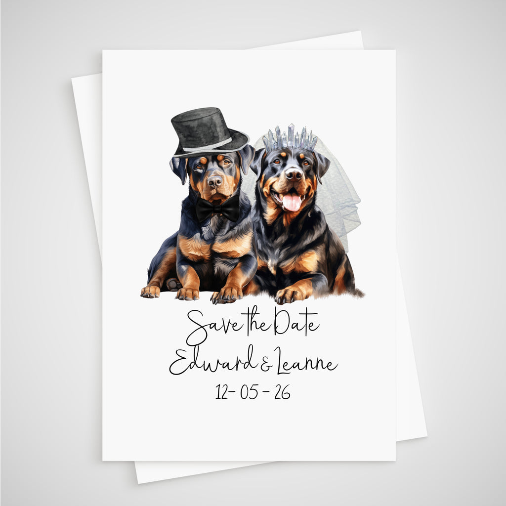Rottweiler Dog Save the Date Wedding Card