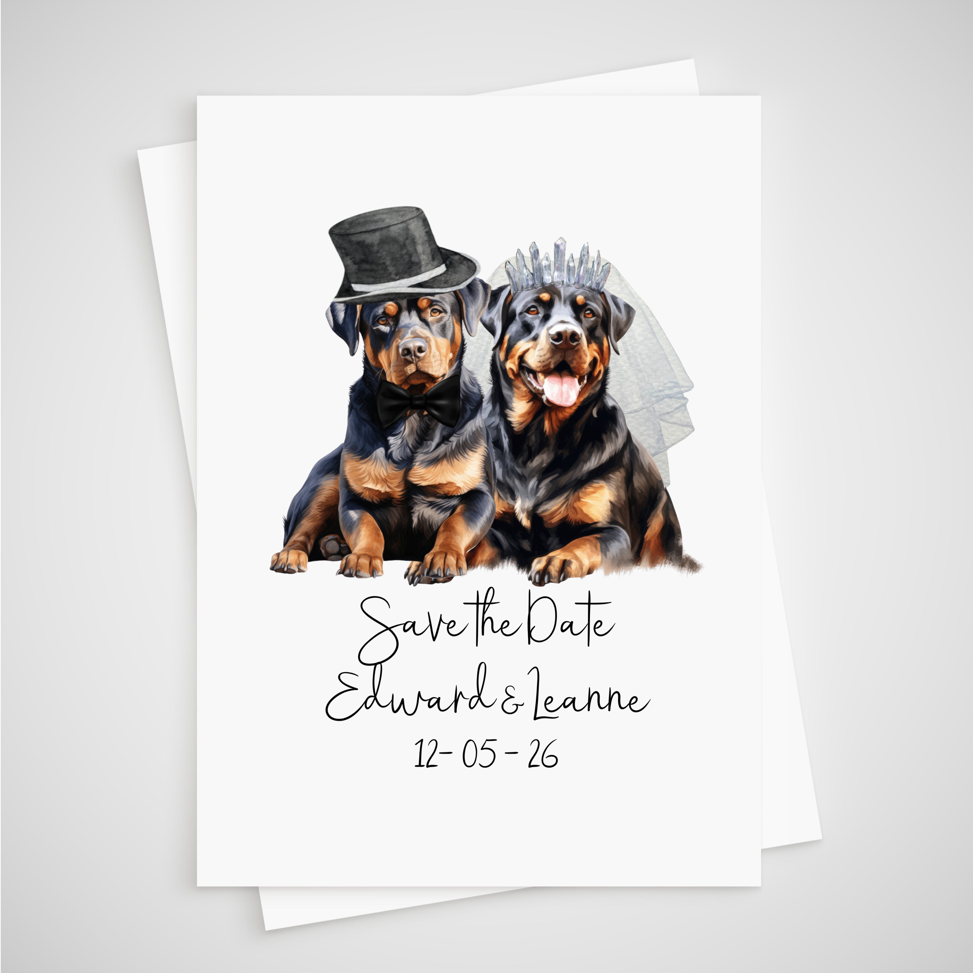 Rottweiler Dog Save the Date Wedding Card