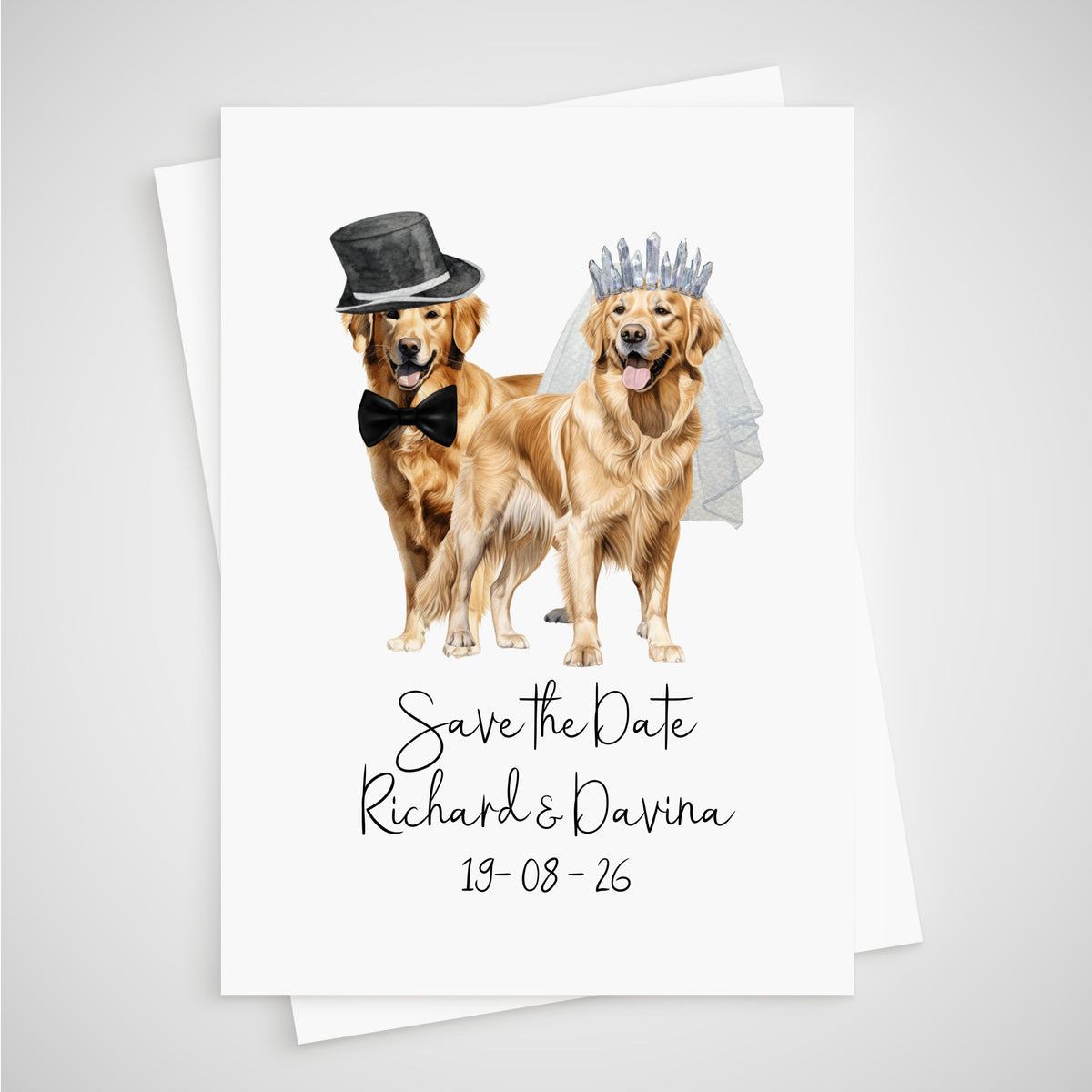 Golden Retriever Save the Date Wedding Card