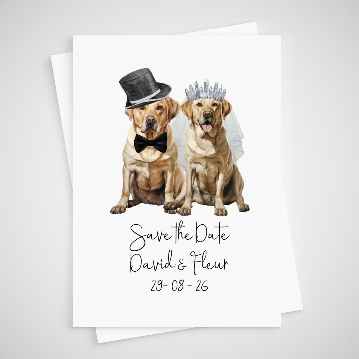 Labrador Dog Save the Date Wedding Card Golden