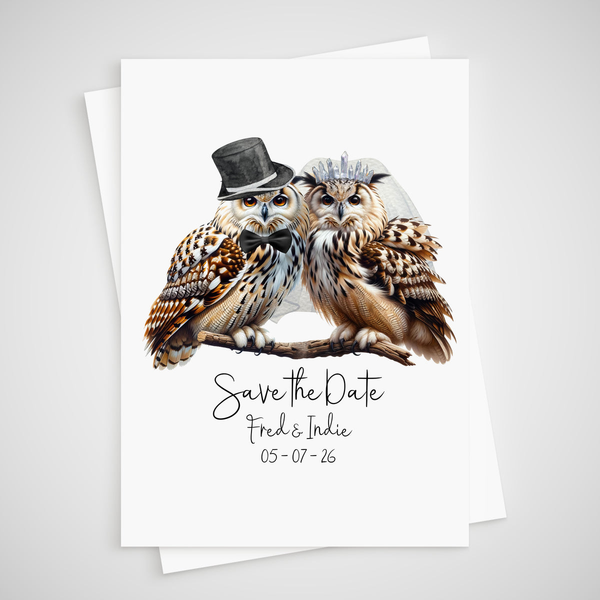 Owl Save the Date Wedding Card