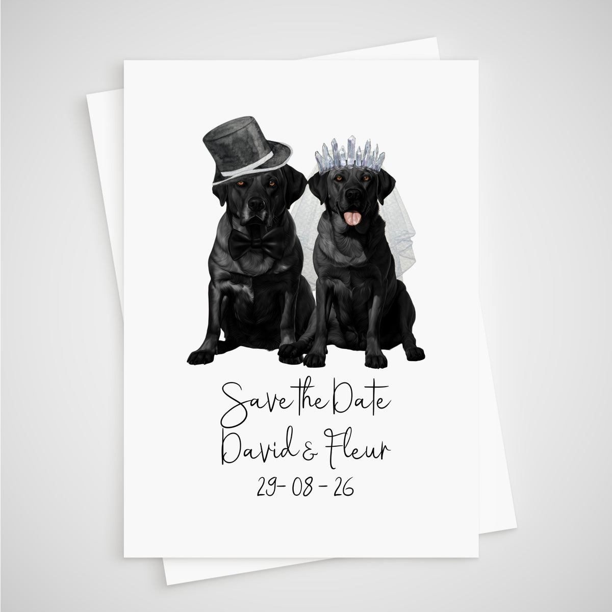 Black Labrador Dog Save the Date Wedding Card