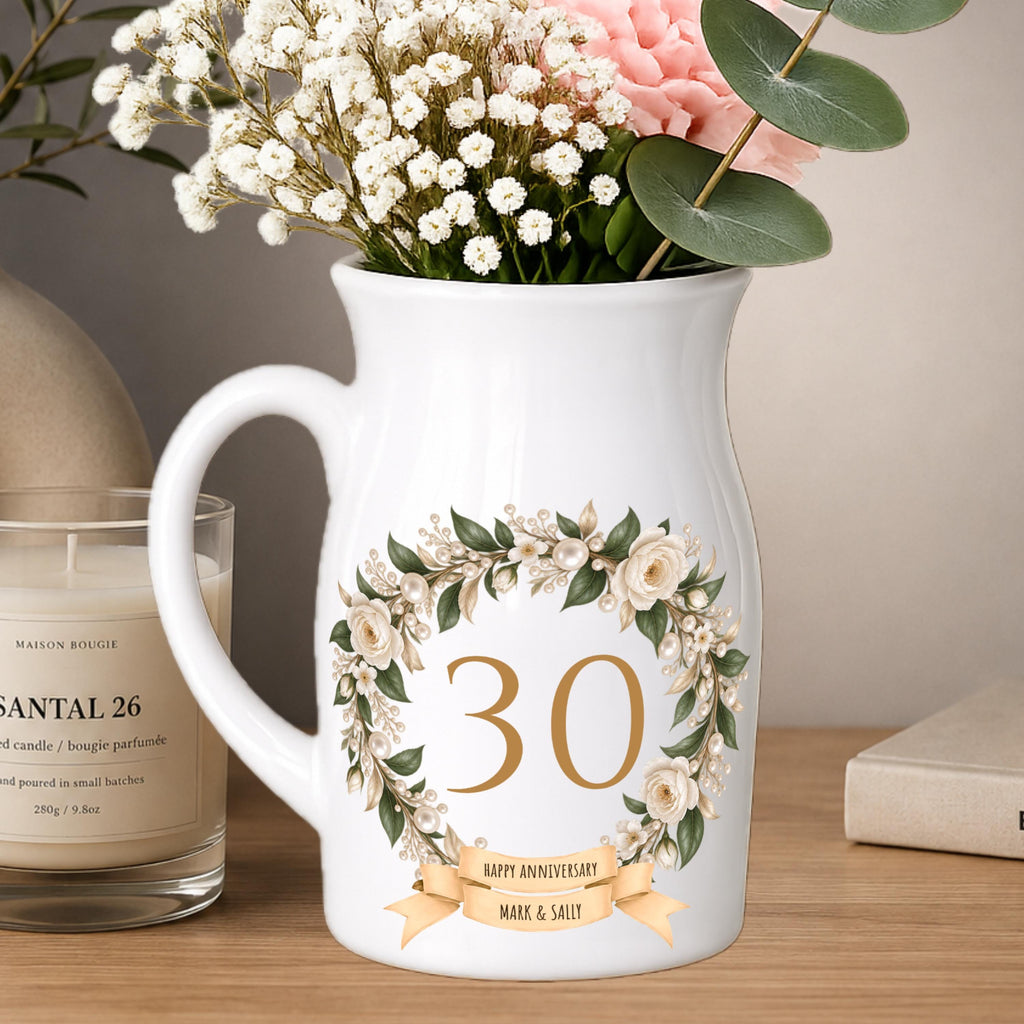 30th Happy Anniversary vase - Personalised small Vase - pearl wedding