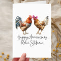 Chicken Anniversary Card Personalised