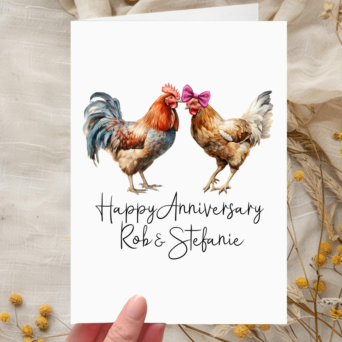 Chicken Anniversary Card Personalised