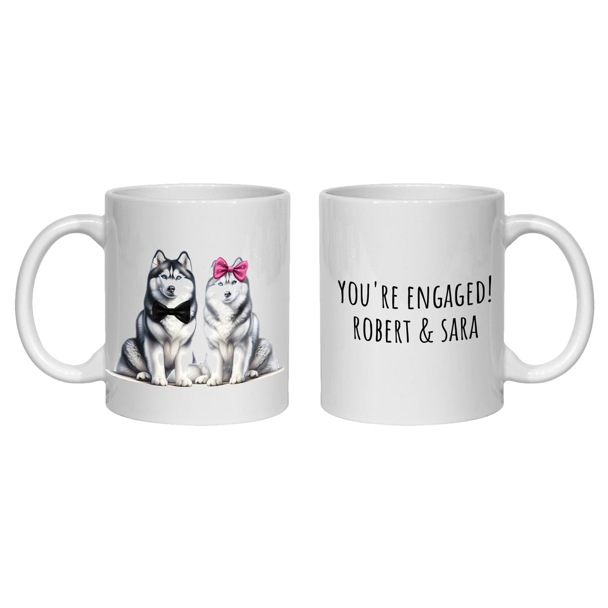 Husky Engagement Personalised Mug Dogs Gift