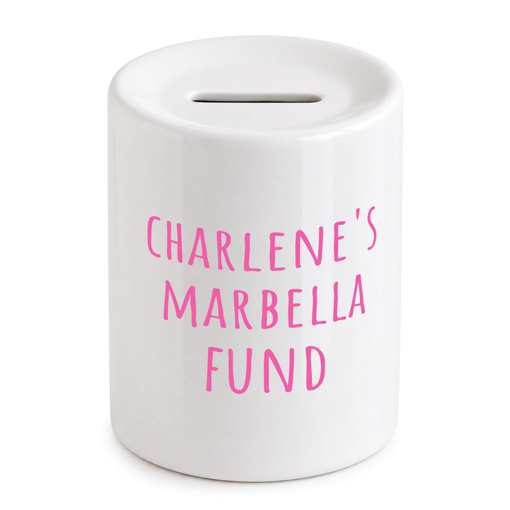Personalised Party Holiday Fund Money Box Gift for Her Beach Ibiza Marbella