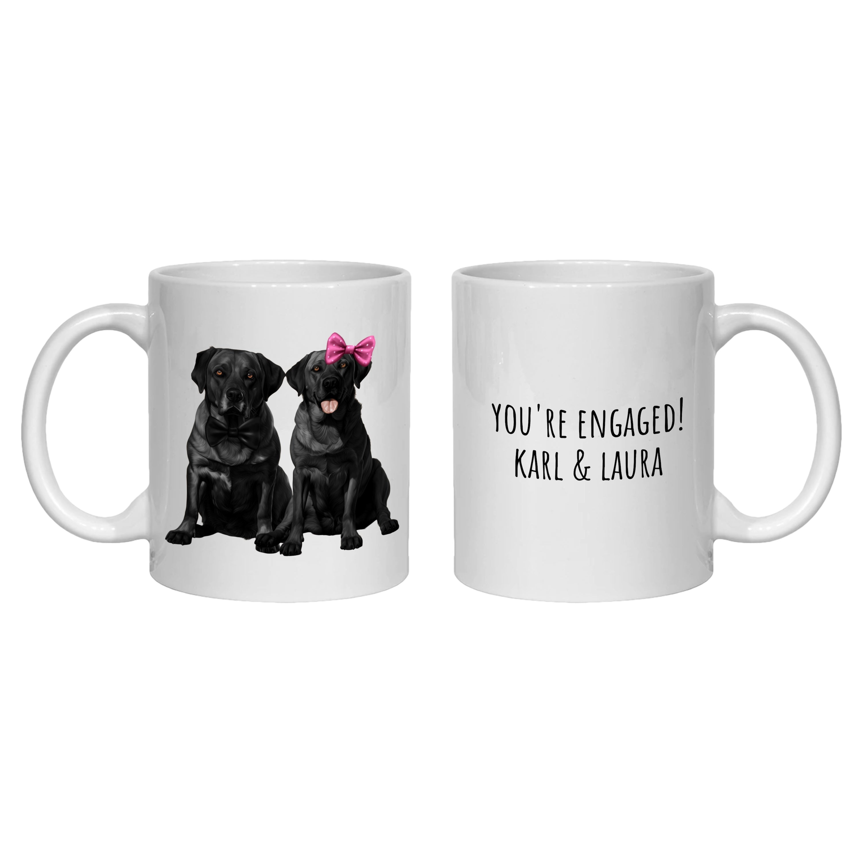 Labrador Engagement Personalised Mug Chocolate, Golden, Black Dogs Gift