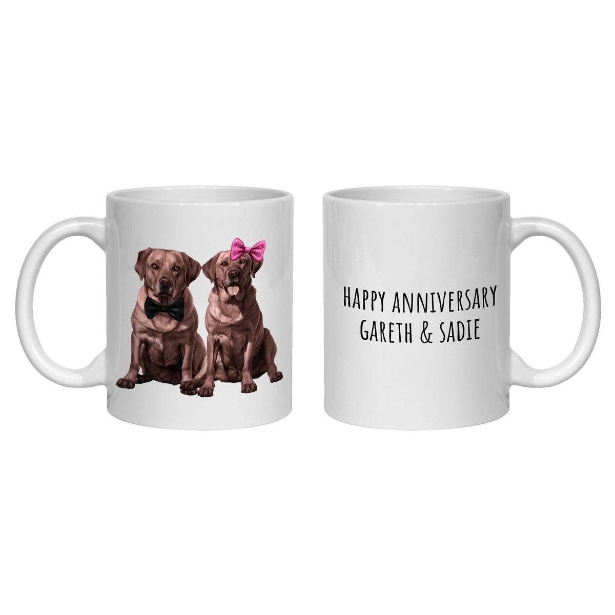 Labrador Anniversary Personalised Mug Black, Chocolate, Golden Dogs Gift