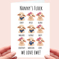 Nanny's Flock Card - personalised sheep for grandma - card from grandkids lamb