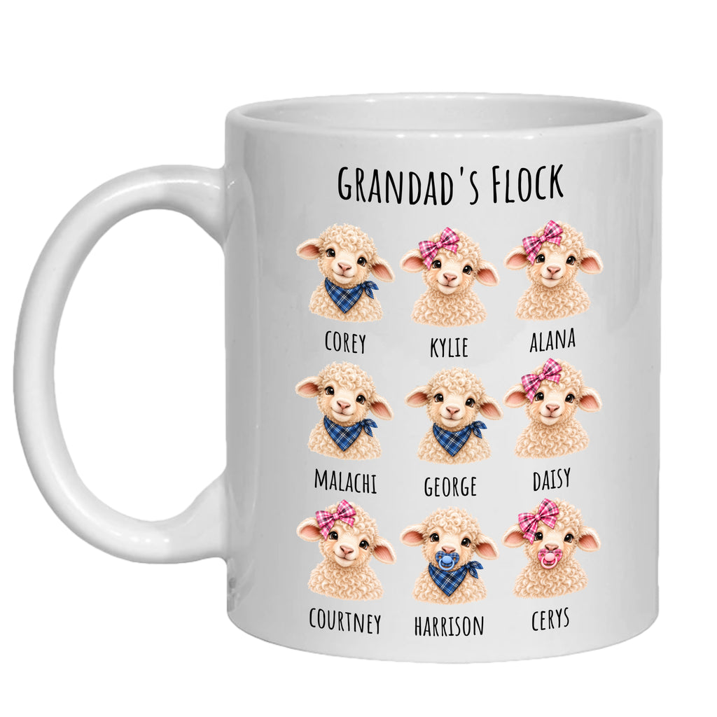 Personalised Nanny's Flock Mug Sheep gift for granny, nana from grandchildren lambs