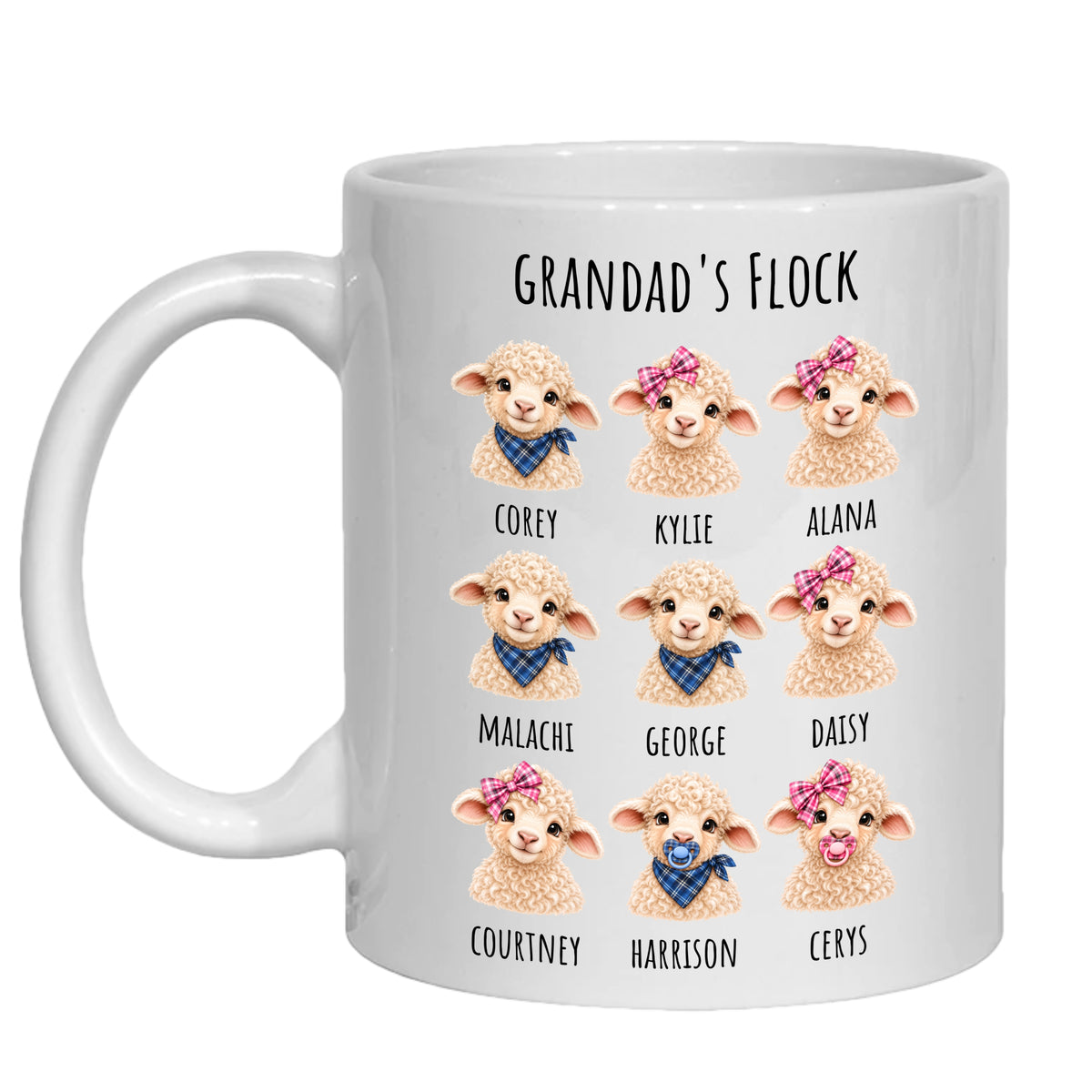 Personalised Nanny's Flock Mug Sheep gift for granny, nana from grandchildren lambs