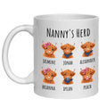 Personalised Nanny's Herd Mug Highland cow gift for granny, nana from grandchildren