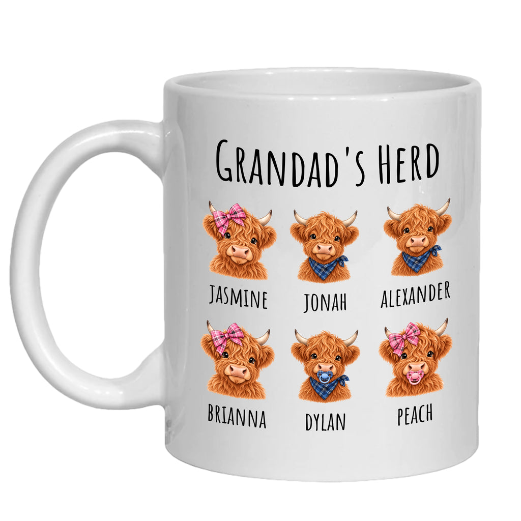 Personalised Nanny's Herd Mug Highland cow gift for granny, nana from grandchildren